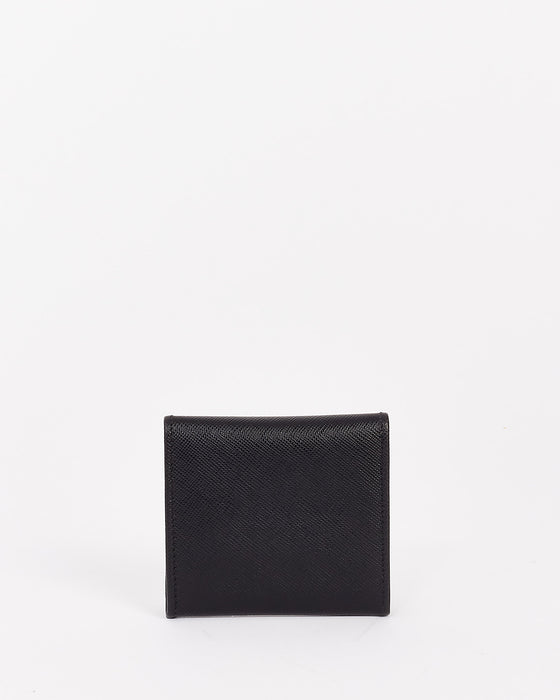 Prada Black Saffiano Leather Fold Coin Pouch