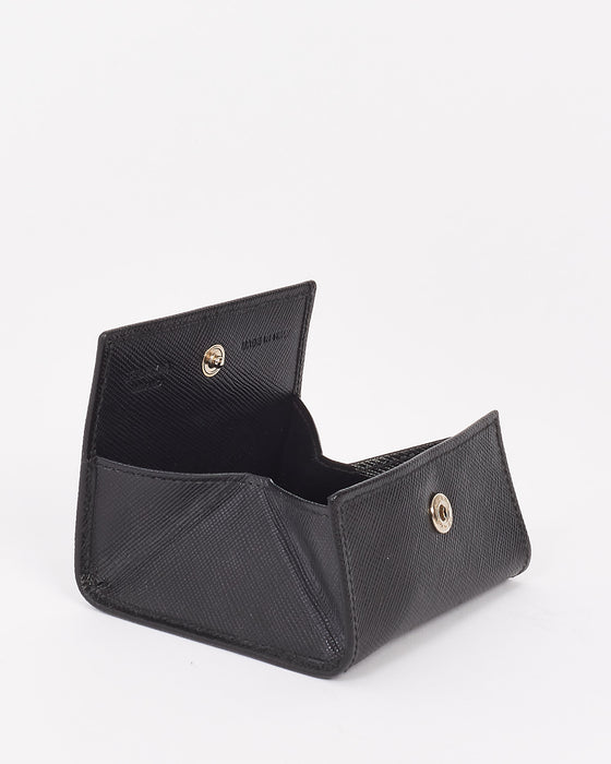 Prada Black Saffiano Leather Fold Coin Pouch