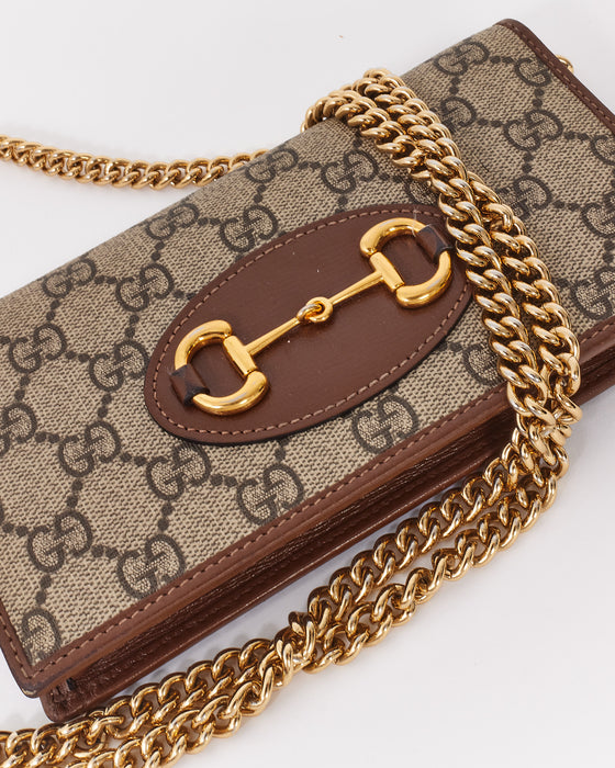 Gucci Beige Canvas Horsebit 1955 Wallet on Chain