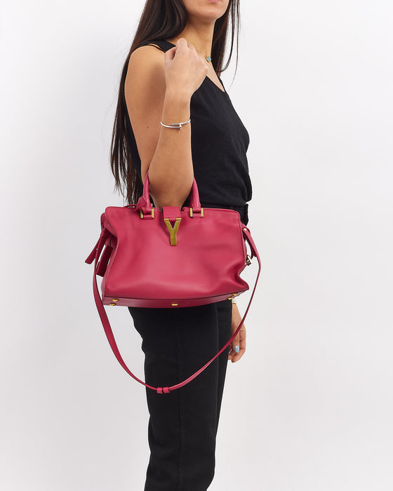 Saint Laurent Pink Leather Y Chyc Tote Bag