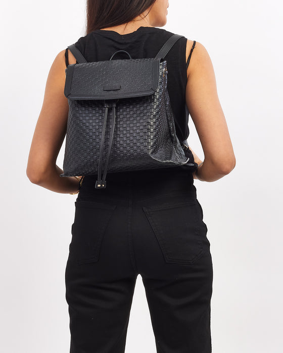 Gucci Black Leather Guccissima Backpack RETYCHE