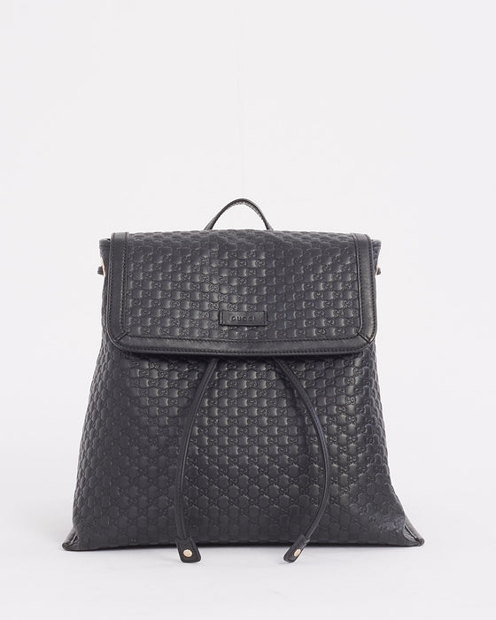 Gucci Black Leather Guccissima Backpack RETYCHE