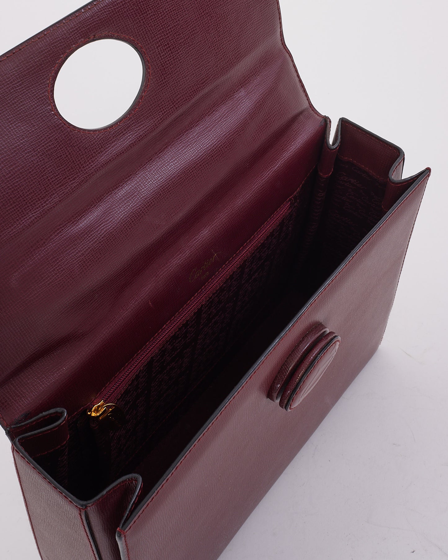 Cartier Burgundy Leather Signature Top Handle Bag