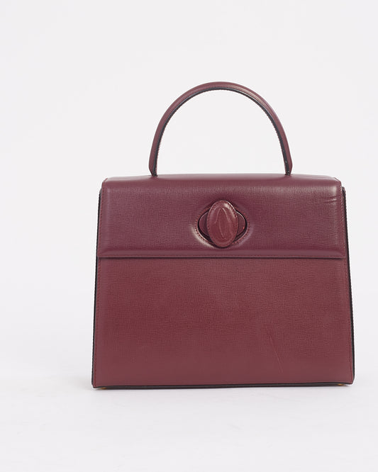 Cartier Burgundy Leather Signature Top Handle Bag