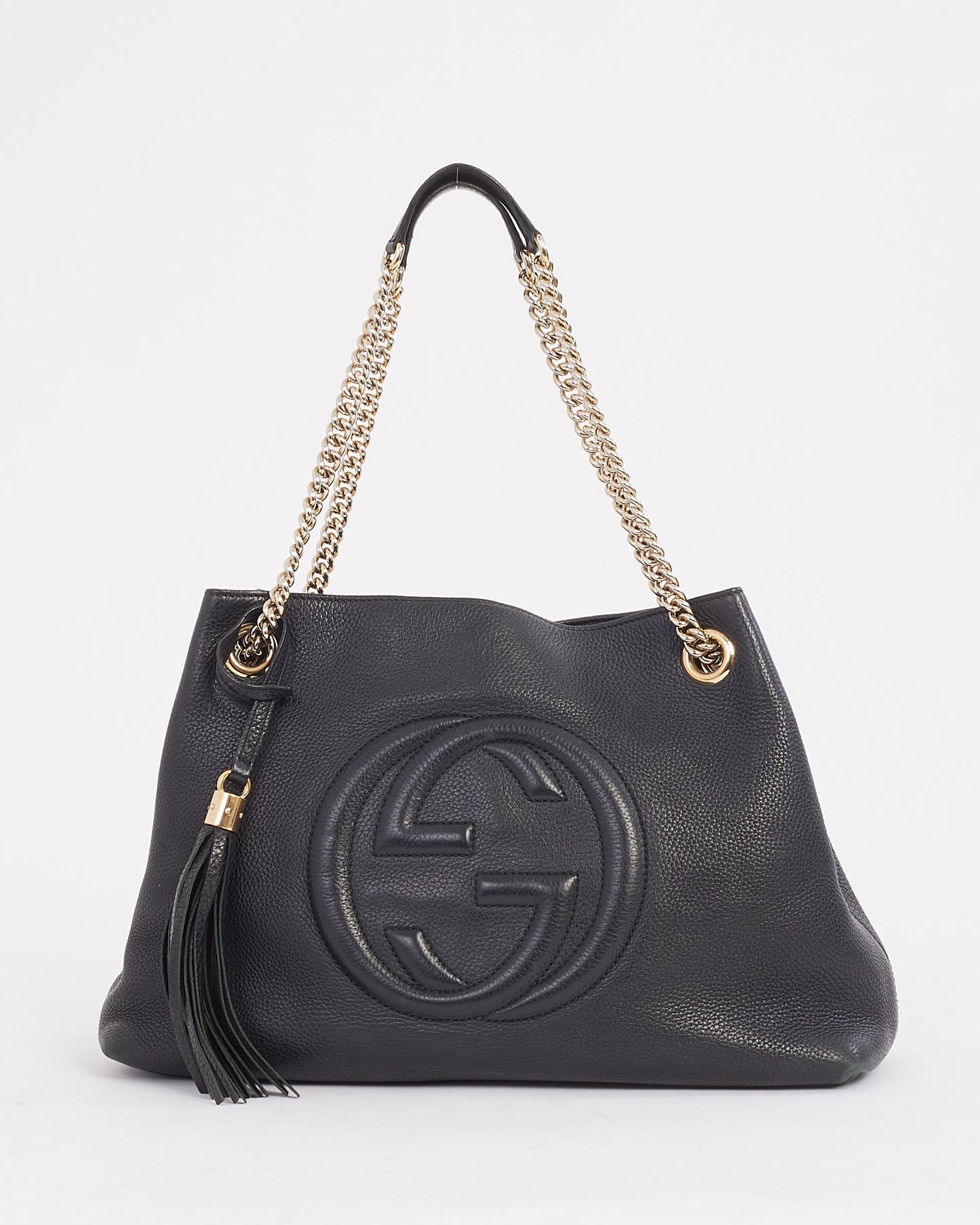 Sac à bandoulière Soho en cuir grainé noir de taille moyenne Gucci