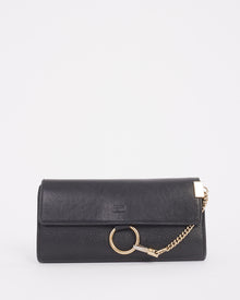  Chloé Black Leather Faye Long Wallet