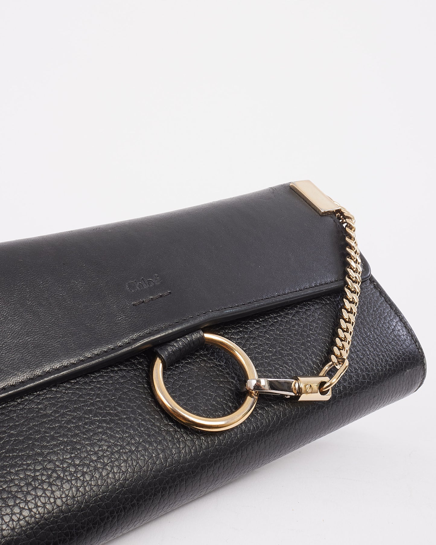 Chloé Black Leather Faye Long Wallet