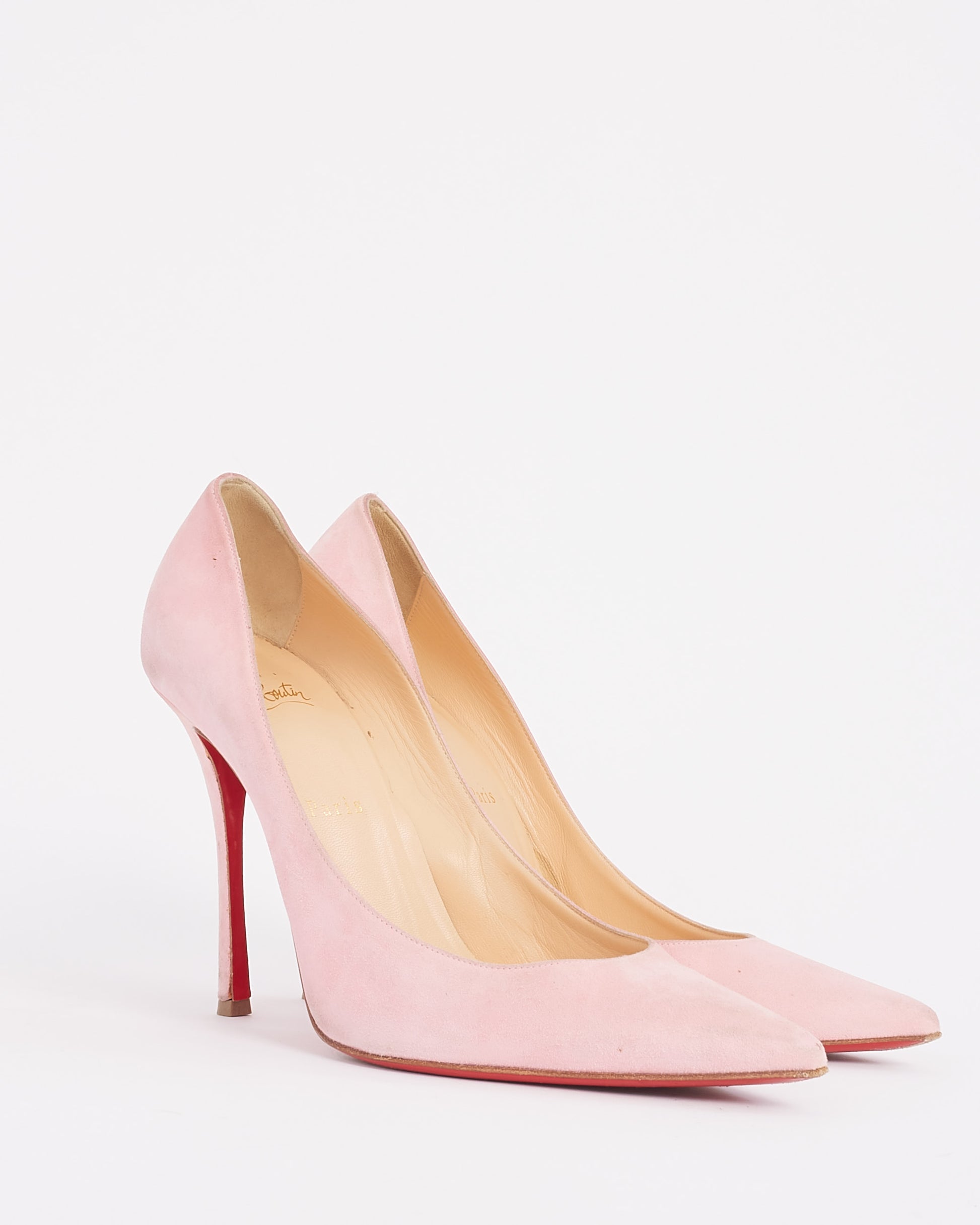 Explore a Christian Louboutin Pink Suede Pigalle Follies 100mm