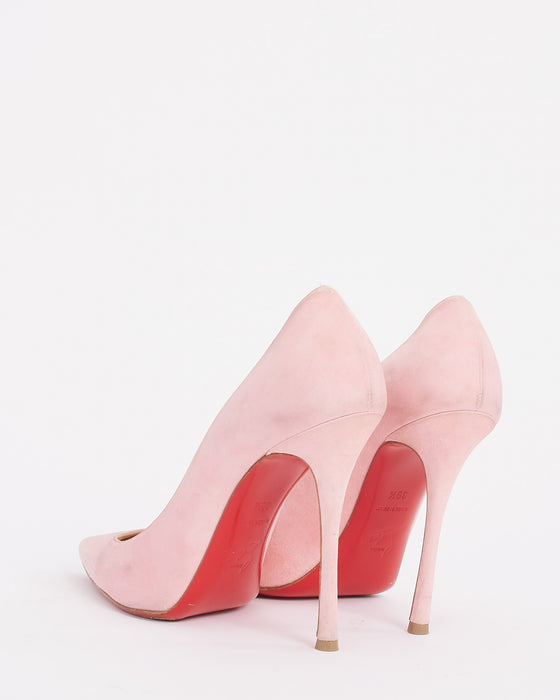 Christian Louboutin Pink Suede Pigalle Follies 100mm Heels - 39.5