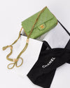 Chanel Green Leather with Gold Double CC Chain Flap Bag