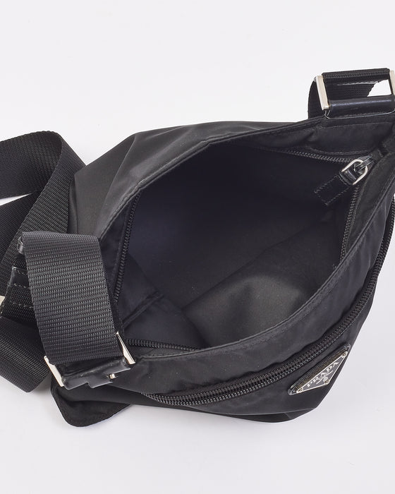 Prada Black Nylon Tessuto Flat Messenger Bag