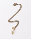 Gucci Gold Finish Metal Interlocking Crystal GG Pearl Necklace