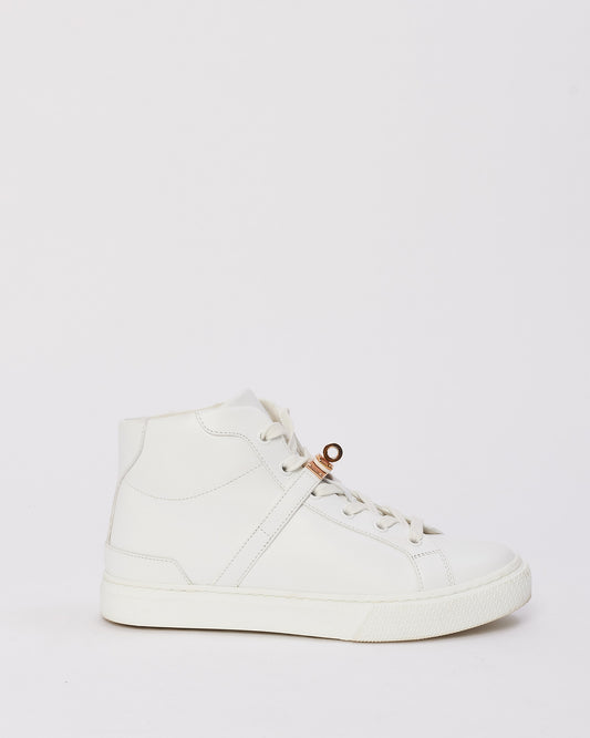 Hermès White Leather Daydream High Top Sneaker - 37