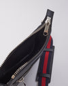Gucci Black GG Coated Canvas Web Front Zip Small Messenger Bag