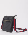 Gucci Black GG Coated Canvas Web Front Zip Small Messenger Bag