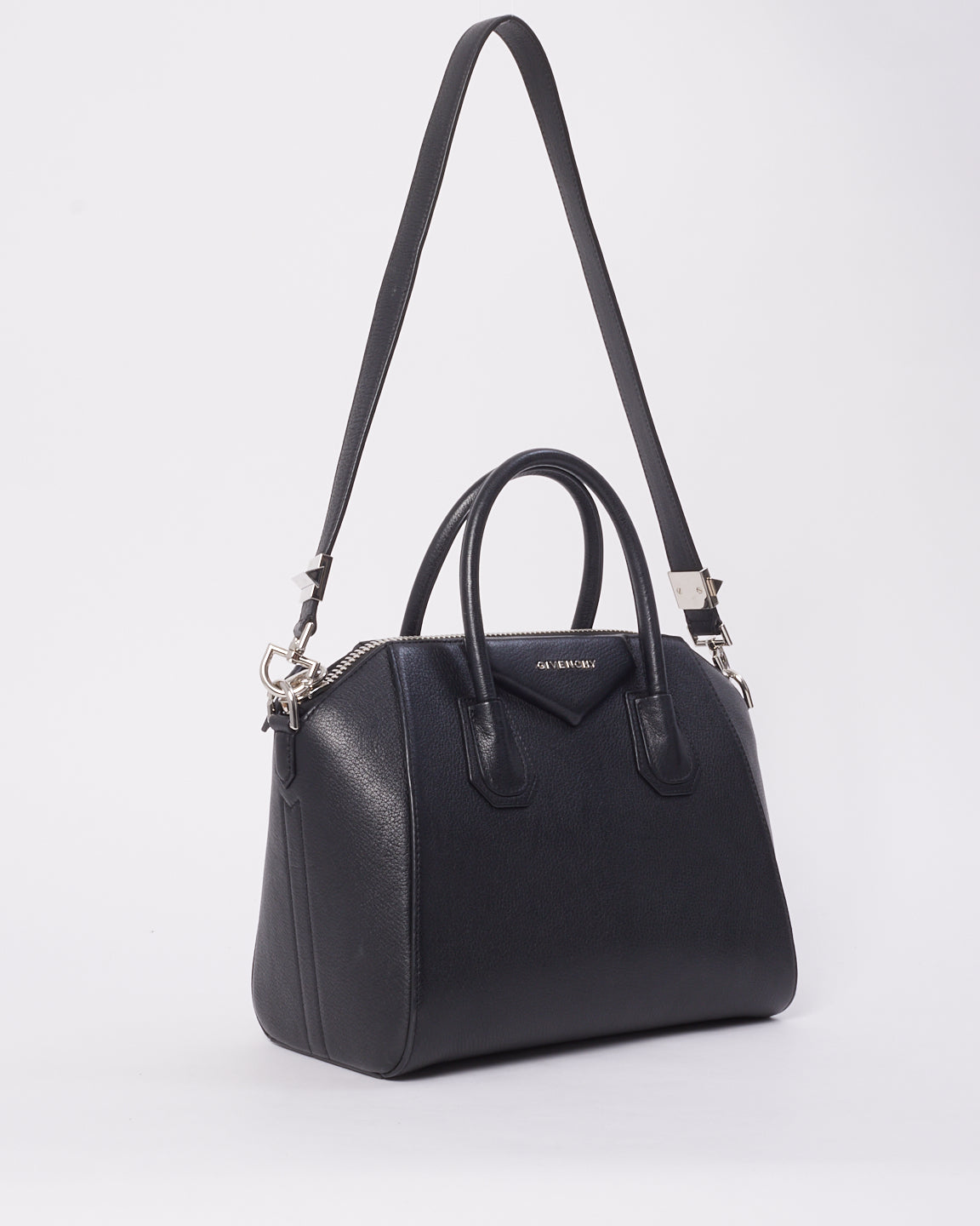 Givenchy Black Leather Antigona Small Tote Bag with Strap