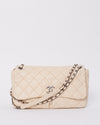 Chanel Beige Matelasse Leather with Aged Silver Hardware Flap Bag