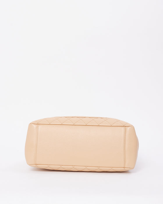 Chanel Beige Caviar Leather Grand Shopping (GST) Tote Bag