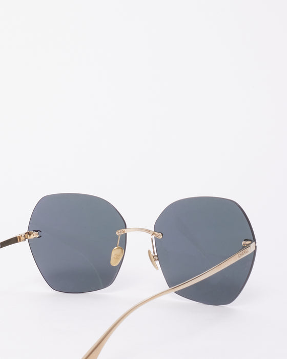 Chanel Gold/Black 4271-T Square Titanium Sunglasses