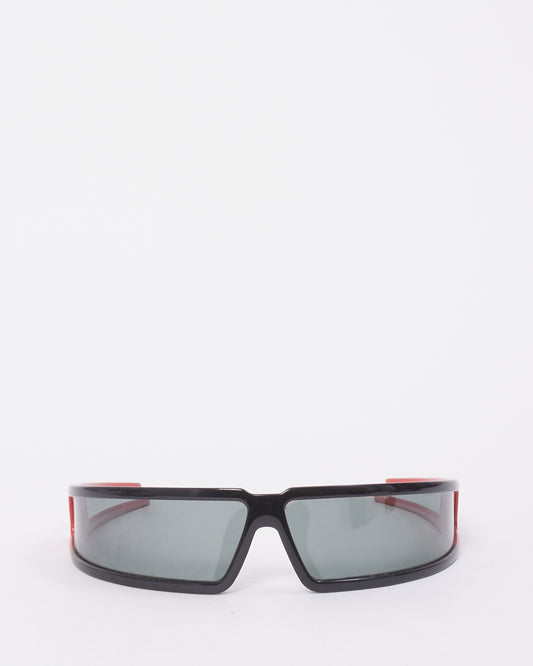 Dior Vintage Black & Red Acetate Bandage Sunglasses
