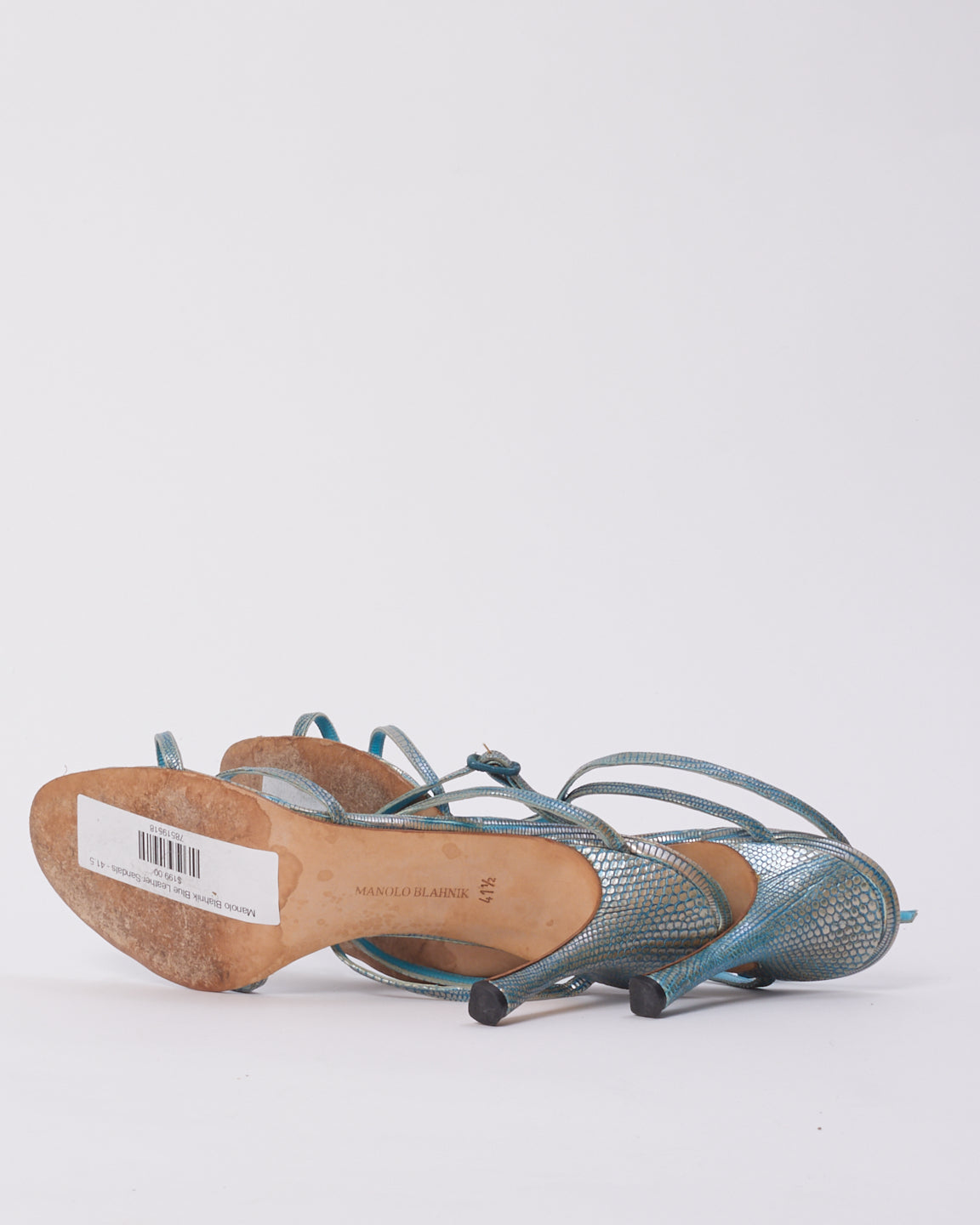 Manolo Blahnik Blue Leather Sandals - 41.5