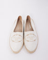 Prada White Canvas Logo Espadrille Shoes - 37