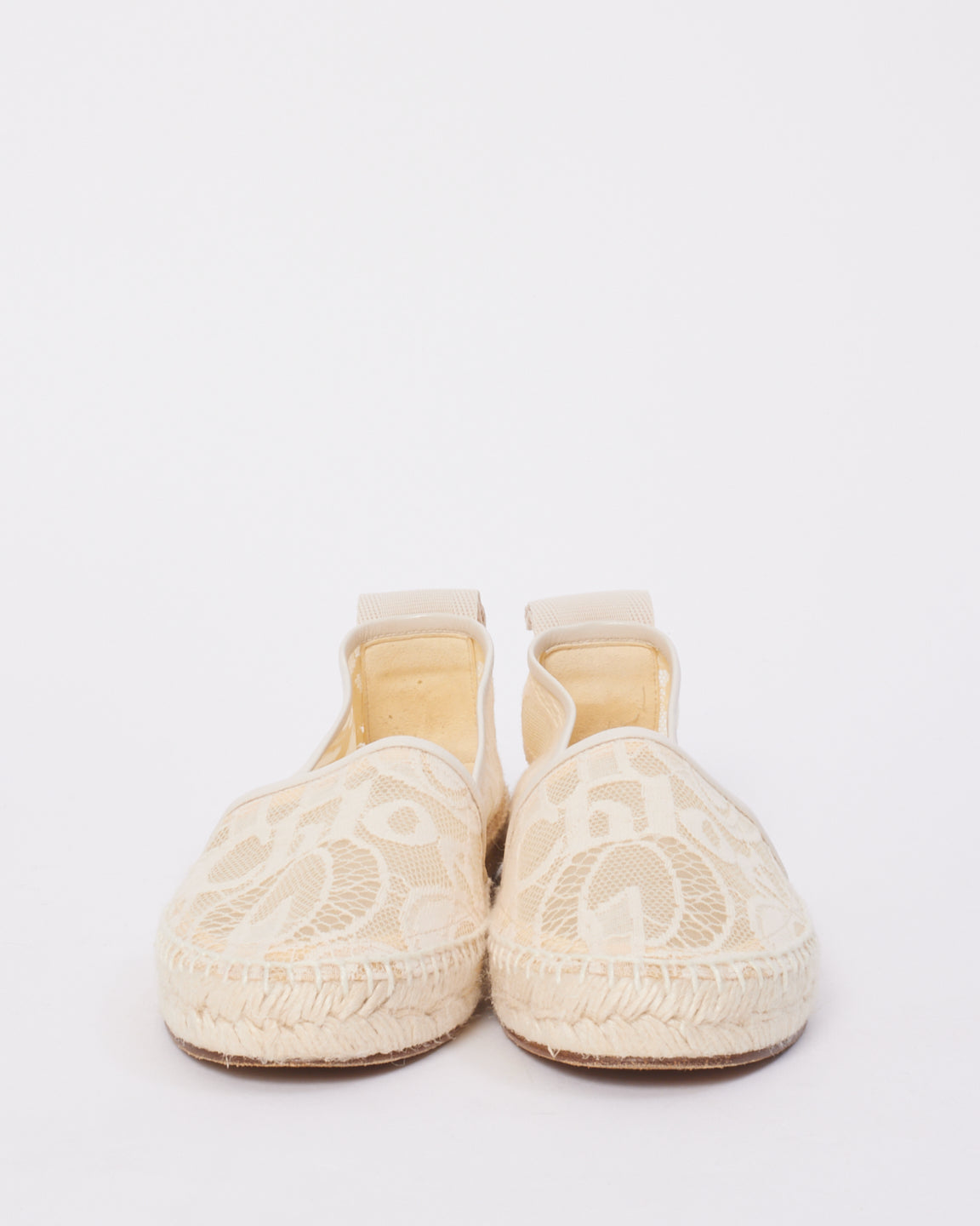 Chloé White Lace Woody Espadrille Shoes - 37