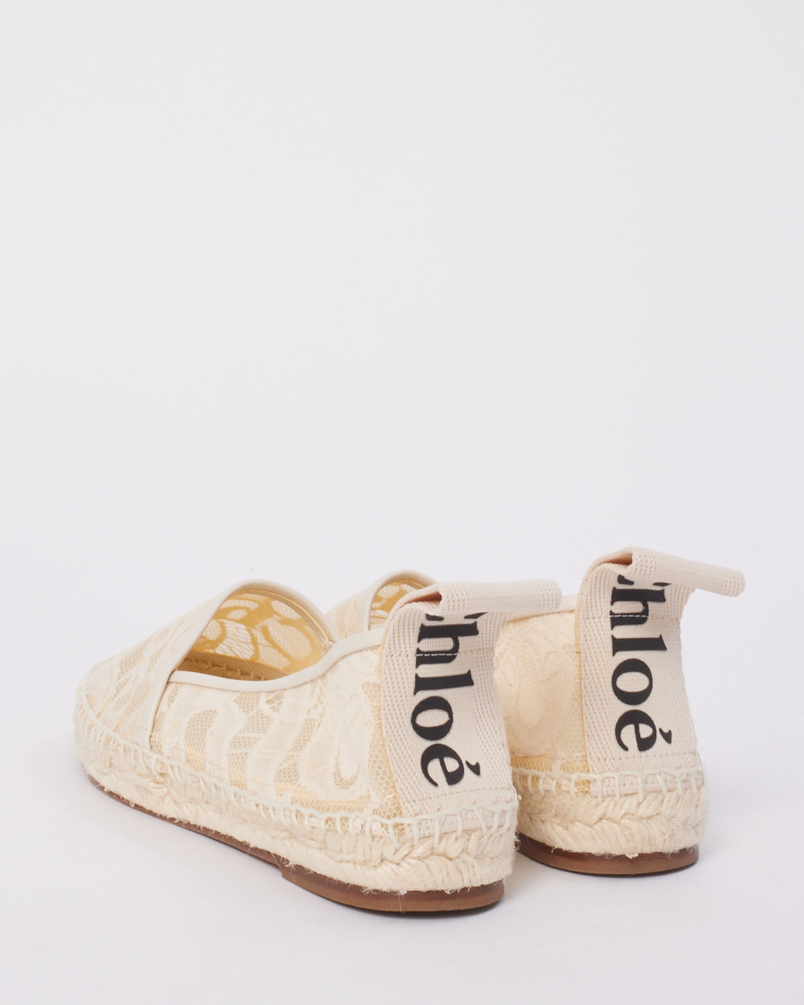 Chloé White Lace Woody Espadrille Shoes - 37