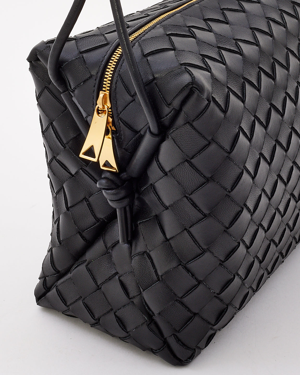 Bottega Veneta Black Intreciatto Leather Medium Loop Camera Bag