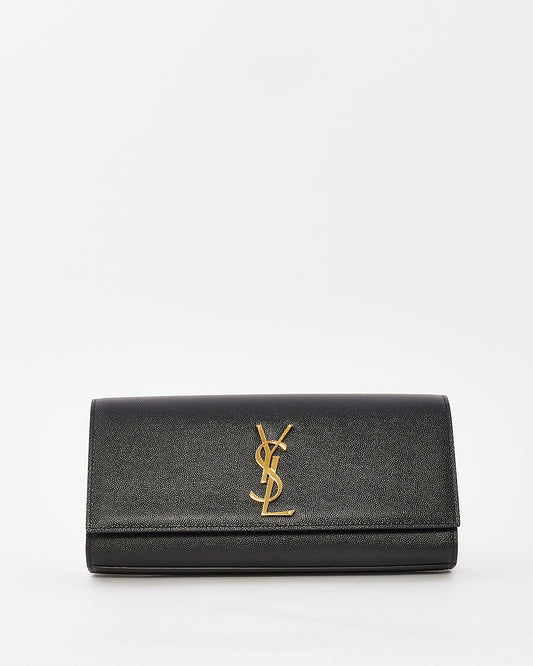Saint Laurent Pochette Kate en cuir grain de poudre noir