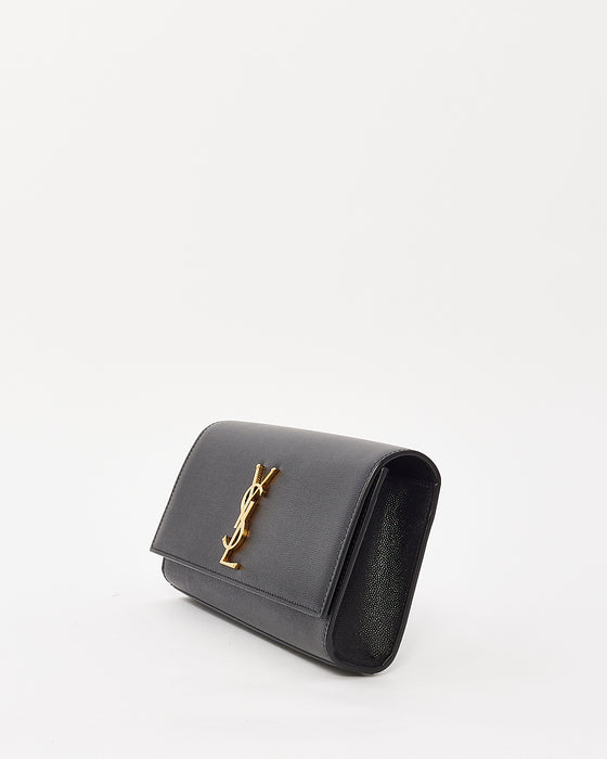 Saint Laurent Black Grain de Poudre Leather Kate Clutch