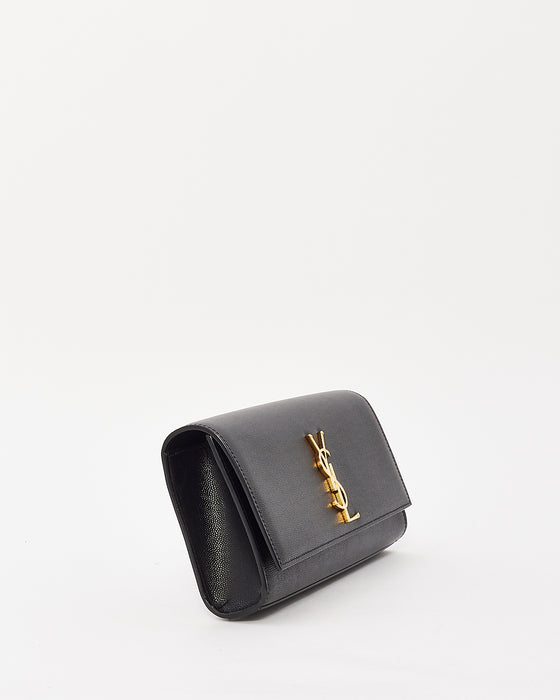 Saint Laurent Black Grain de Poudre Leather Kate Clutch