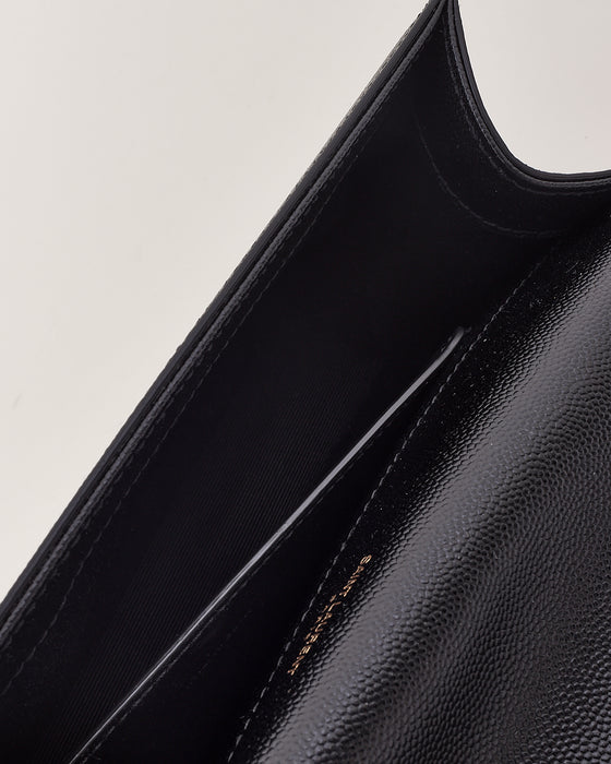 Saint Laurent Black Grain de Poudre Leather Kate Clutch