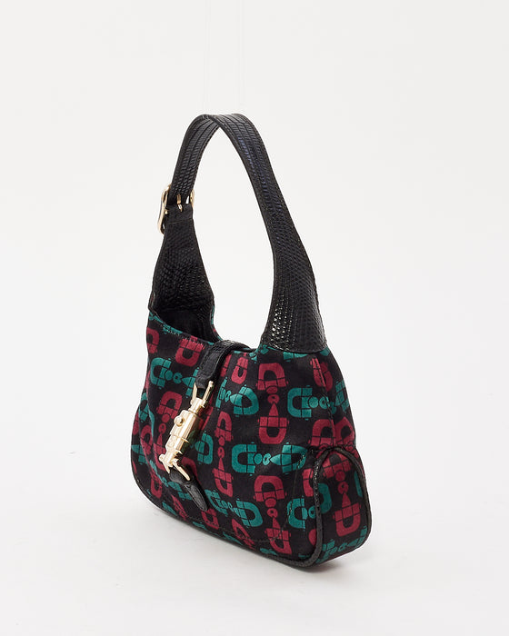 Gucci Black Green & Red Satin Mini Jackie Bag