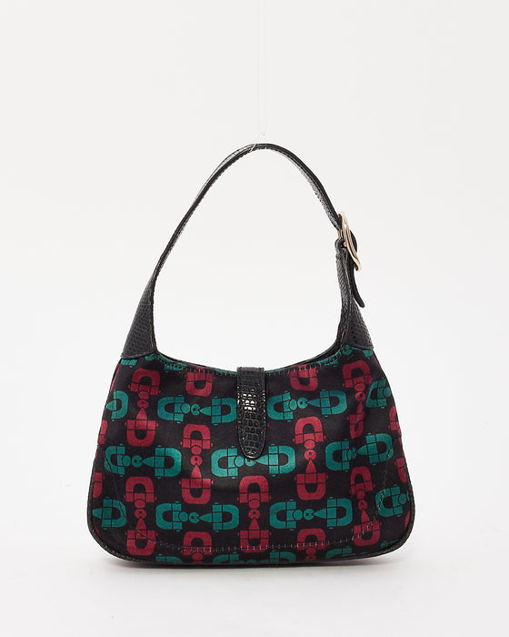 Gucci Black Green & Red Satin Mini Jackie Bag