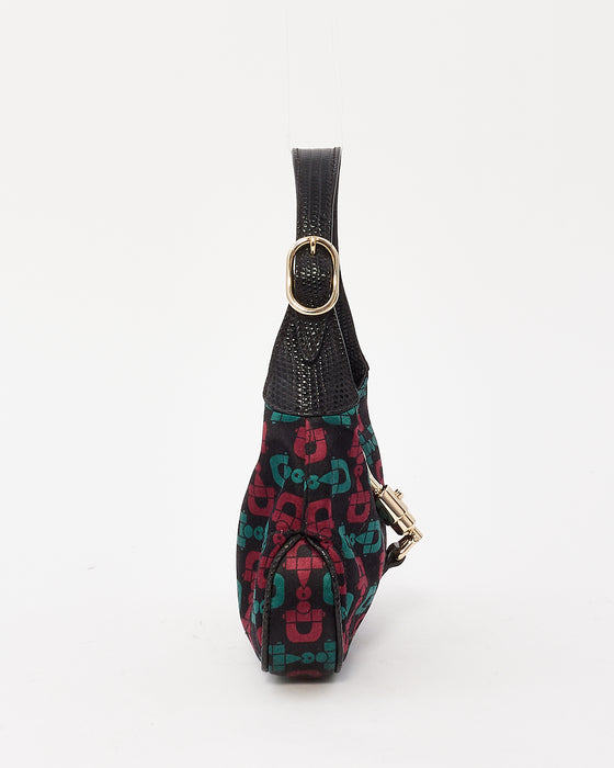 Gucci Black Green & Red Satin Mini Jackie Bag