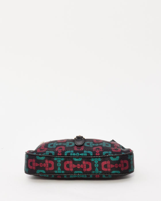 Gucci Black Green & Red Satin Mini Jackie Bag
