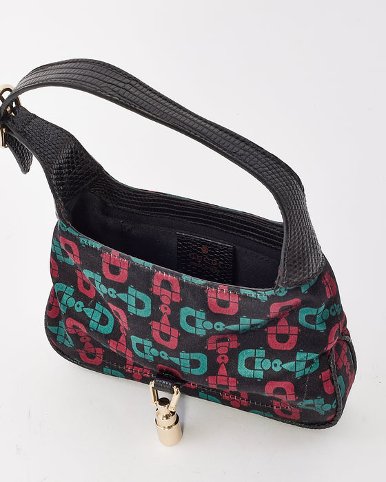Gucci Black Green & Red Satin Mini Jackie Bag