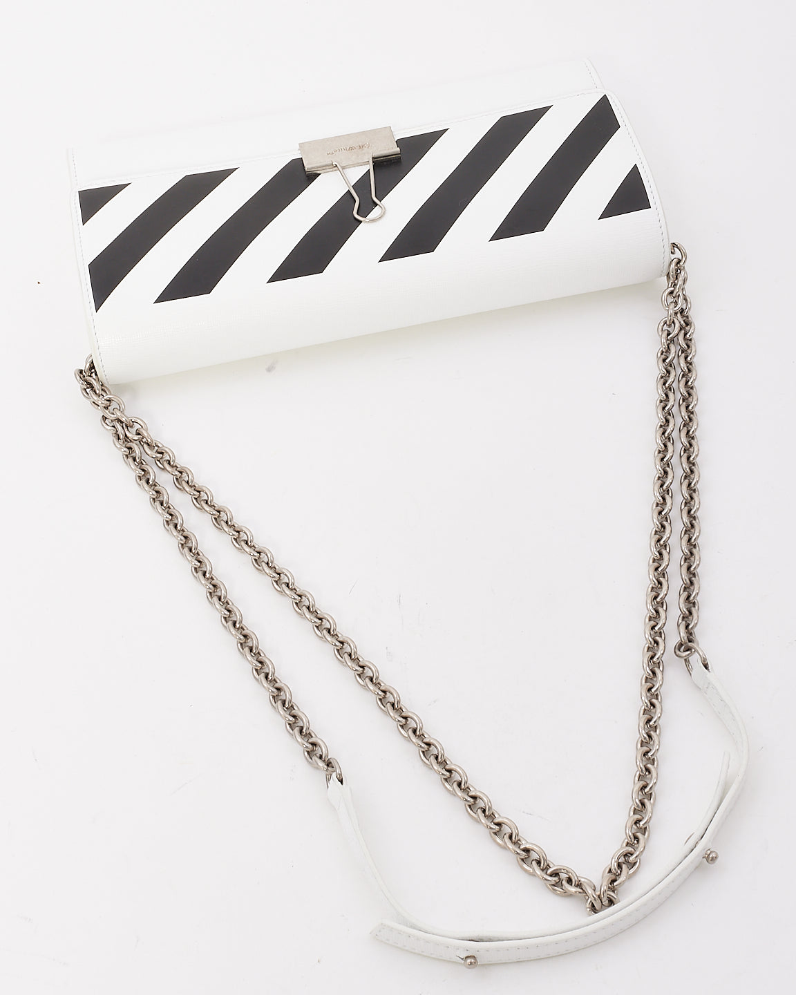 Off-White White & Black Leather Binder Small Crossbody Bag