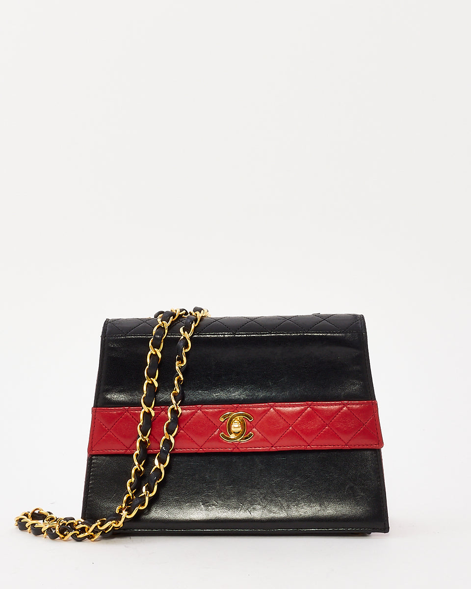 Chanel Vintage Black & Red Leather Trapezoid Shoulder Bag GHW – RETYCHE