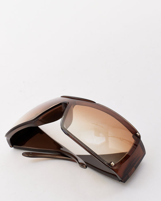 Dior Vintage Brown Acetate Logo Overshine Sunglasses