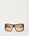 Dior Vintage Brown Acetate Logo Overshine Sunglasses