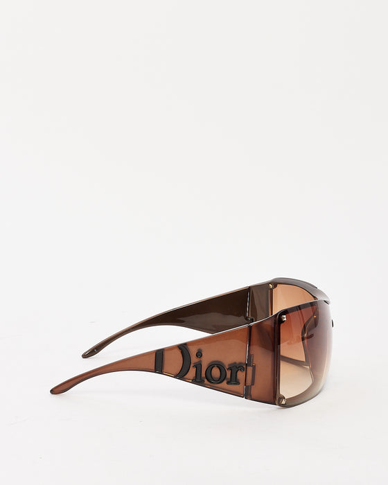 Dior Vintage Brown Acetate Logo Overshine Sunglasses
