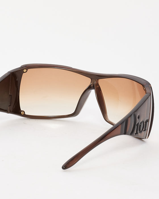 Dior Vintage Brown Acetate Logo Overshine Sunglasses