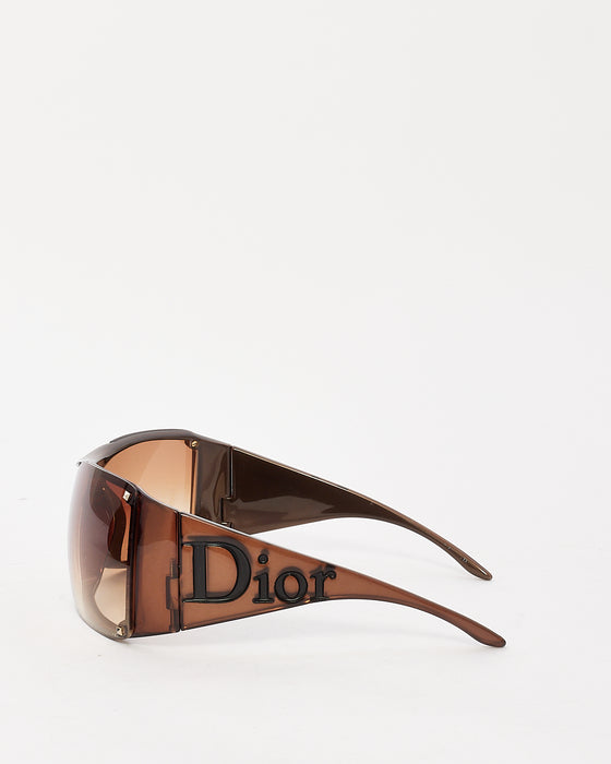 Dior Vintage Brown Acetate Logo Overshine Sunglasses