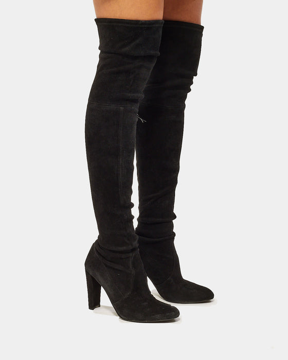 Stuart Weitzman Black Suede Highland Stretch Suede Over-The-Knee Boots -39