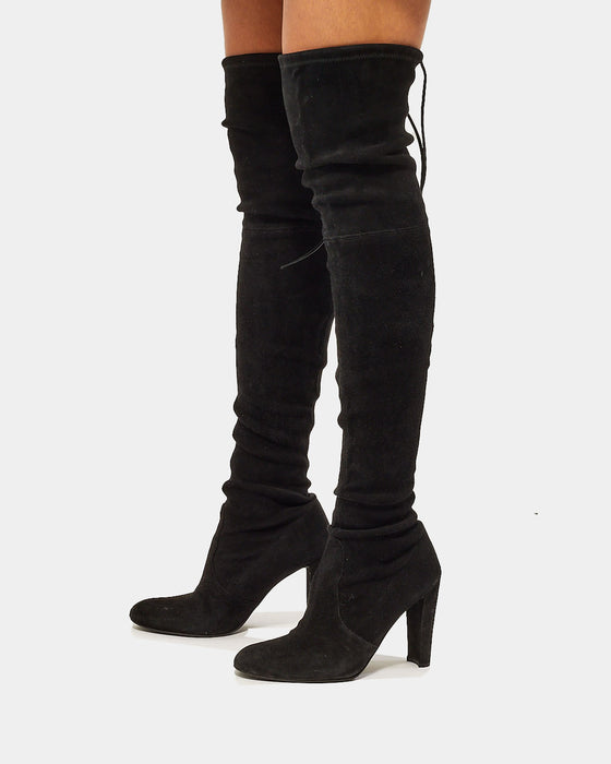 Stuart Weitzman Black Suede Highland Stretch Suede Over-The-Knee Boots -39