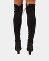 Stuart Weitzman Black Suede Highland Stretch Suede Over-The-Knee Boots -39