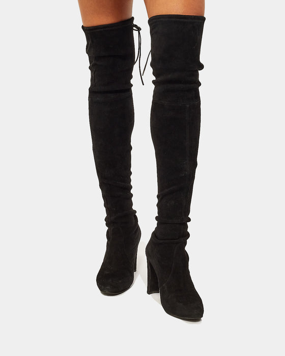 Stuart Weitzman Black Suede Highland Stretch Suede Over-The-Knee Boots -39