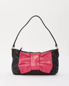 Prada Black & Pink Leather Nappa Fiocco Small Bow Shoulder Bag
